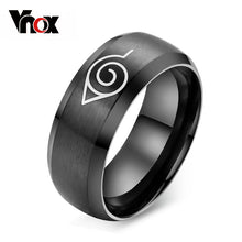 Vnox anime naruto ring black stainless steel mens ring party accessories usa size