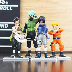 4Pcs/Set Naruto Uzumaki Sasuke Orochimaru Kankuro Rokku Rii Gaara Yondaime PVC Action Figure Model Dolls Toys Great Gift 8~11cm