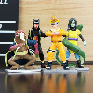 4Pcs/Set Naruto Uzumaki Sasuke Orochimaru Kankuro Rokku Rii Gaara Yondaime PVC Action Figure Model Dolls Toys Great Gift 8~11cm